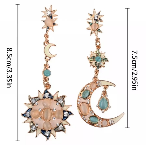 LAST PAIR Sun and Moon drop earrings - Picture 2 of 5